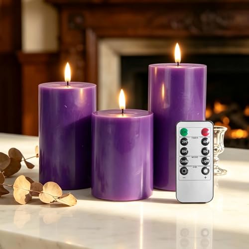 Bougies LED AiMok violettes à piles avec télécommande pour décoration maison et intérieur