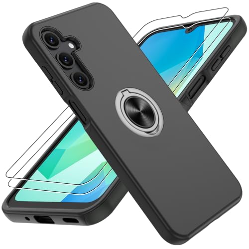 Coque Samsung Galaxy A16 noire avec anneau 360 et béquille