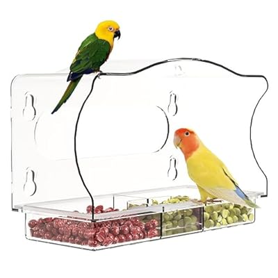 Window Bird Feeder with Strong Suction Cups - Clear Acrylic Bird Feeders for Outdoor Use, Easy-to-Clean Viewing Box for Cats and Birdwatching, Large Capacity, Curved Design for All-Weather Durability