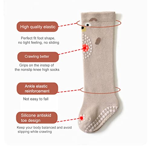 Toddlers Knee High Socks Girl Boy Non Slip with Grips Anti Skid Socks Newborn Infant Indoor Floor Crawling Tube Stockings2
