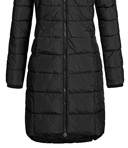 Eight 2 Nine Damen Steppmantel LETN-039 Lange Stepp-Jacke mit Kapuze black M