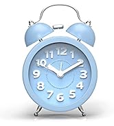 PILIFE 3" Mini Cute Non-ticking Vintage Classic Bedside/Analog Alarm Clock for Kids with Backligh...