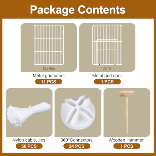 Image of VISCOO 12 Panels Small Animal Playpen,Pet Playpen,C&C Cage for Guinea Pigs,Puppy Play Pen,Bunny Playpen Indoor Outdoor, Portable Metal Wire Yard Fence(White)