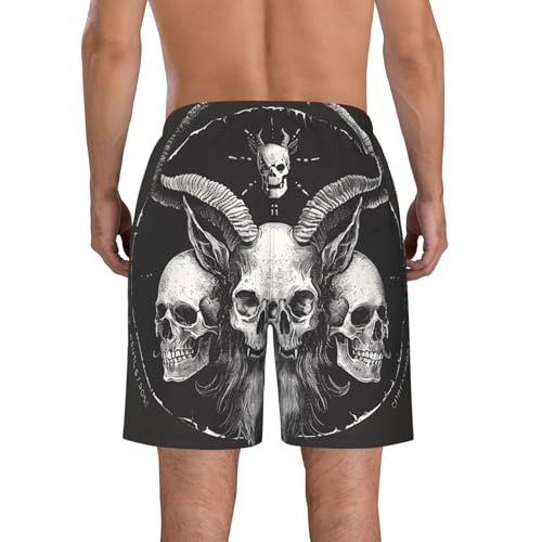 Men's Quick Dry Swim Shorts Demon Skulls 666 Mystical Magic Gothic Satan Hell Black Beach Trunks with Pockets2