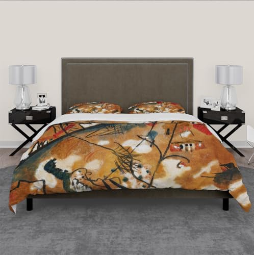 Housse de couette marron fermeture éclair motif rétro abstrait 3 pcs - 4