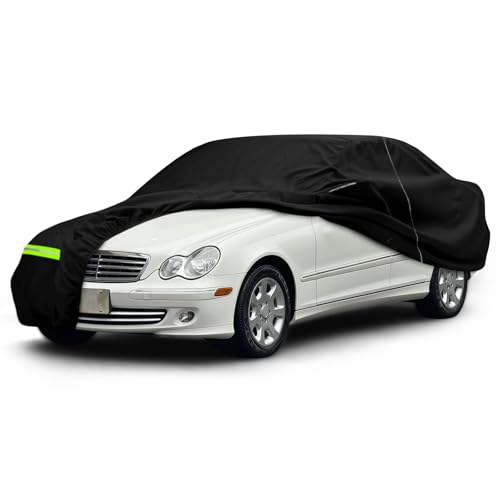 Image of Waterproof Car Covers Replace for 1993-2006 Mercedes-Benz C-Class W202 /W203, 6 Layers All Weather Car Cover with Zipper Door & Windproof Bands for Snow Rain Dust Hail Protection