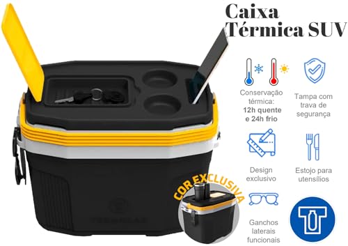 Caixa Térmica Cooler 20l Com Alça Praia Preto Camping