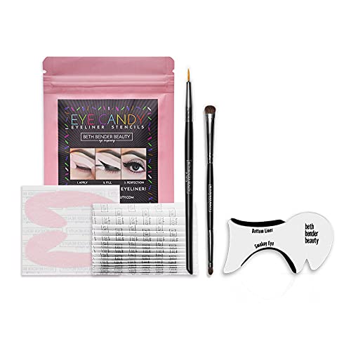Eye Candy Deluxe Stencil Kit - For Perfect Smokey Eyes or Winged Tip Look. Created by Celebrity Makeup Artist. Reusable, Easy to Clean & Flexible. Cruelty Free & Vegan, Made in USA