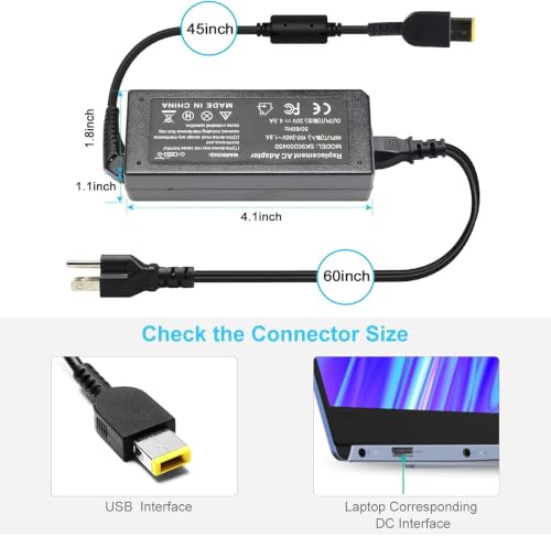 Image of AC Adapter Charger Compatible for Lenovo ThinkPad L440 L450 L460 L470 G500 G500s G505s G510 T431s T440 T440p T440s, 0B46994 ADLX65NCC3A 0A36258 45N0236 45N0237