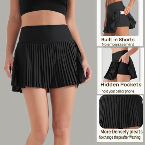 Pleated Tennis Skirts for Women with Shorts High Waist Tummy Control Skorts with Pockets Athletic Golf Running Skort2