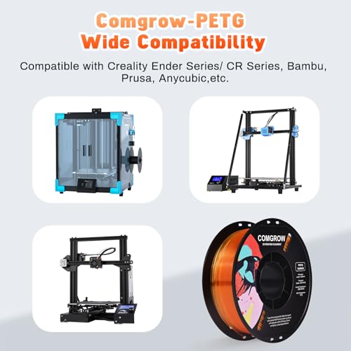 Image of Comgrow PETG 3D Printer Filament 1.75mm, High Precision and Tough 3D Printer Filament 1kg (2.2LBS), Dimensional Accuracy + /- 0.02 mm, Fit Most 3D Printers Gradient Orange White