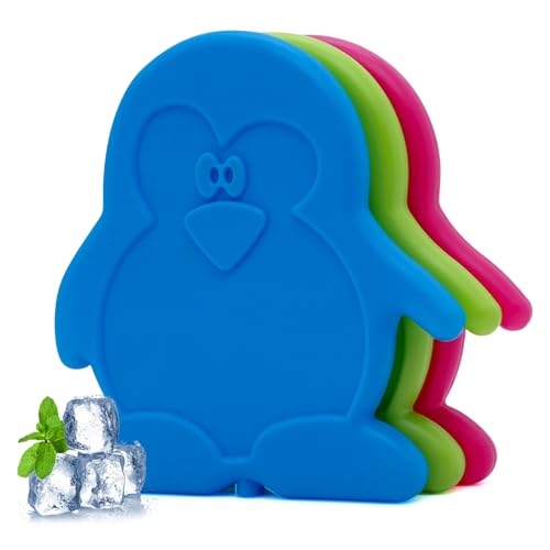 Kezidhp 3 Piezas Bolsas de Hielo Reutilizables, Placas de Frío Plano para Nevera Portátil - Acumuladores de Frío Congelables, Mantiene Alimentos y Bebidas Frías,Ideal para Viajes (Pingüino)