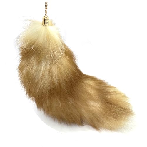 FEXATA Fluffy Fox Tail Fur Keychain Costume Cosplay Accessorie Brown Fox Tail