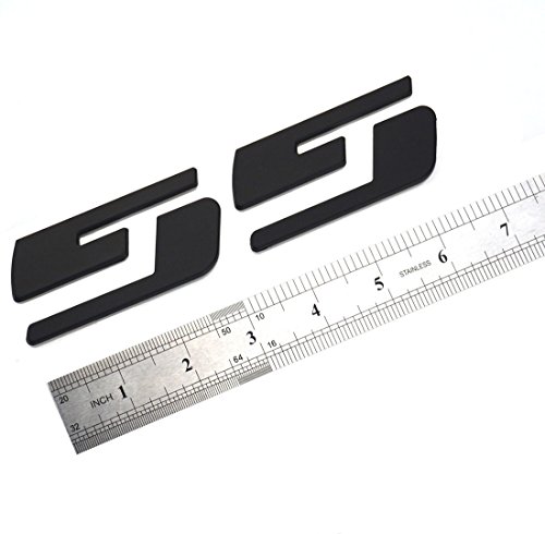 Image of Aimoll 3 Pair SS Emblems Badges Nameplates 3D Logo for Chevrolet Silverado Gmc Sierra (Matte Black)