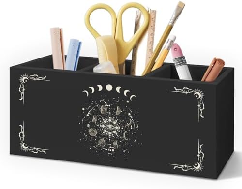 AQYIP Gothic Office Decor Black Wooden Pen Pencil Holder for Desk...