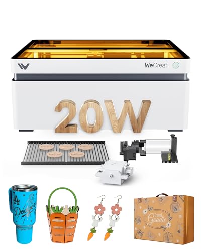 WECREAT Vision 20W Desktop Laser Engraver, Auto-Lifting for 5.5' Material, Smart Camera for Easiest Positioning, 600mm/s Speed, Laser Engraving Machine for Tumblers Wood Acrylic DIY Craft Gifts Making