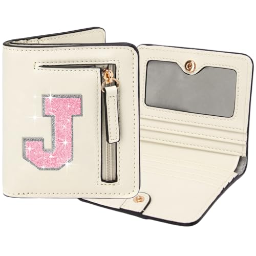 Image of Birthday Gifts for Teen Girl Kids Wallet Girl Wallets Small Initial Rfid Wallet Teen Girls Gift Preppy Stuff for Girls Beige J