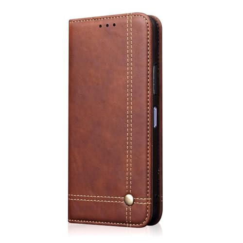 Image of Pikkme Flip Cover for Realme Narzo 70x 5G / N65 / Realme 13 /12 /12X 5G /C65 Strong Magnetic Closure | Premium Look Magnetic Flip Case (Brown)