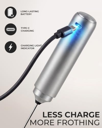 Image of Zulay Kitchen Rechargeable Milk Frother Handheld - Triple Coil Whisk, Electric Coffee Frother, Portable Hand Frother Wand, Drink Mixer for Matcha, Lattes & Cappuccinos, Kitchen Gifts - Silver