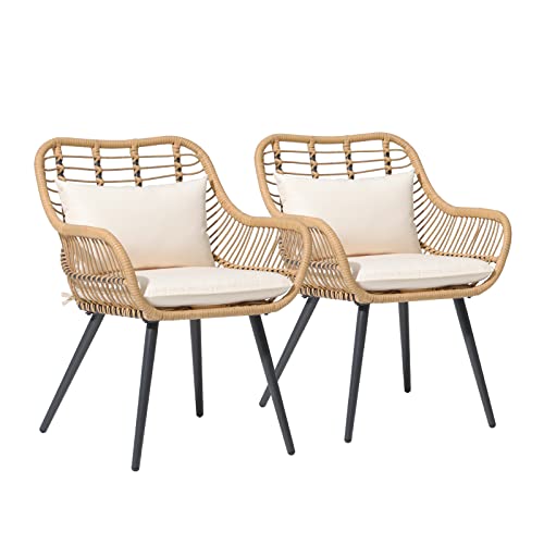 JOIVI Outdoor Patio Wicker Chairs Set of 2, Rattan...