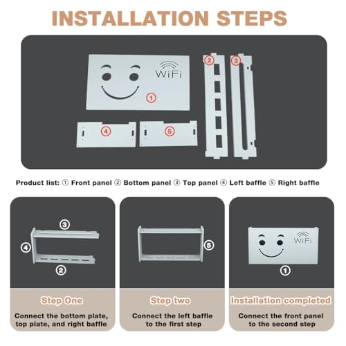 Image of HASTHIP Wall-Mount Router Holder Box, Fashion Cutout Smiley Face Storage for WiFi Routers & TV Set-Top Boxes, No-Drill, 38x8.5x20cm