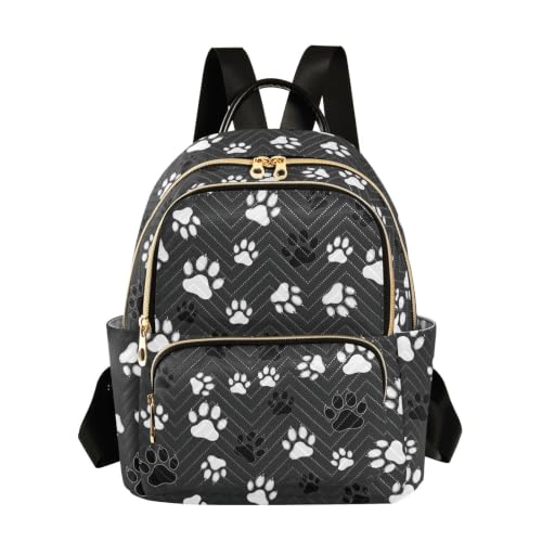 Sac à dos daypack matelassé noir et blanc Paw M avec poches zippées
