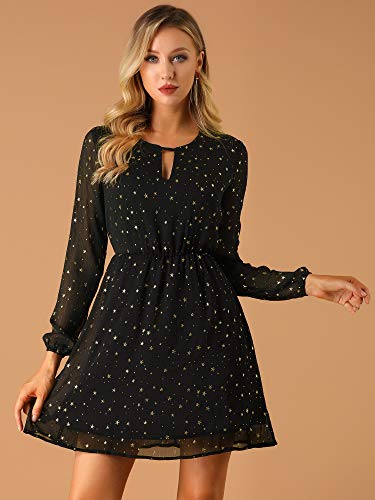 Allegra K Women's Choker V Neck Gilding Metallic Star Halloween Party Flared A-Line Dress4