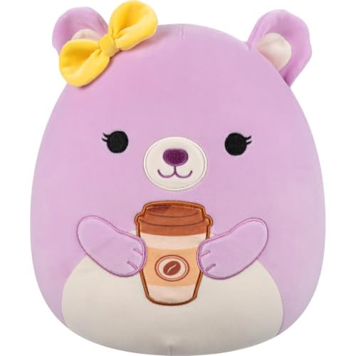 Image of Squishmallows Original 12in Faine the Pink Bear with Bow Holding Coffee - Official Jazwares Plush (Medium-Sized)
