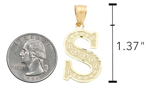 10K Yellow Gold Diamond Cut A to Z Alphabet Initial Letter Charm Pendant (Large Size)2