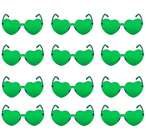 Image of 12 Pairs Heart Glasses Colorful Rimless Heart Shaped Sunglasses Love Glasses for Bachelorette Bride Party Favor