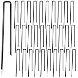 Threehoney 30 Pack Dog Exercise Pens Pets Replacement Animal Barrier Fence Stakes for Dogs Digging Metal Exercise Pen Ground Stakes for Pens for Pets Crate, Black 9.8 x 7.9 Inch