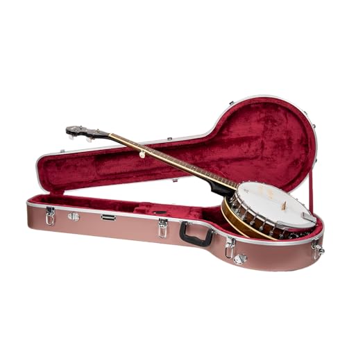 Crossrock Étui Rigide ABS pour Banjo 5 Cordes à Résonateur | Finition Mate Or Rose, Bretelles Amovibles, Compartiment Accessoires – Coque Solide pour...