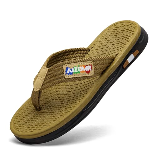 Image of Mens Flip Flops Thong Sandals Lightweight Comfortable Summer Beach Slides Soft Cushion Footbed Open Toe Slippers for Pool Showers Dorms Water Friendly Indoor and Outdoor
