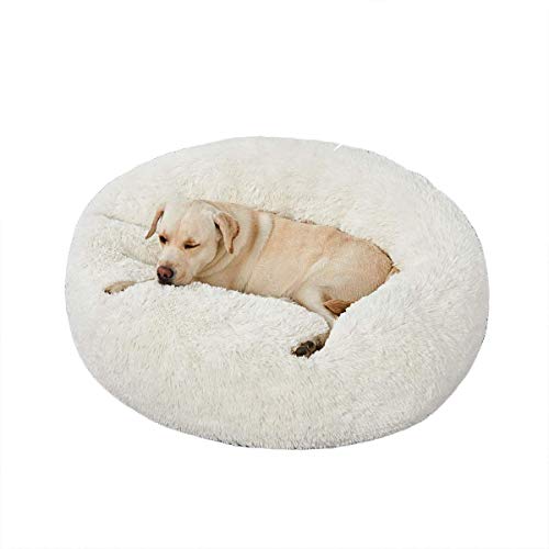 犬用ベッド クッション, ドーナツドッグベッドエキストラソフトウォッシャブル快適な抱きしめ犬小屋ソフト子犬ソファアンチスリップボトム付き大型特大犬用睡眠の改善 洗濯機で洗える