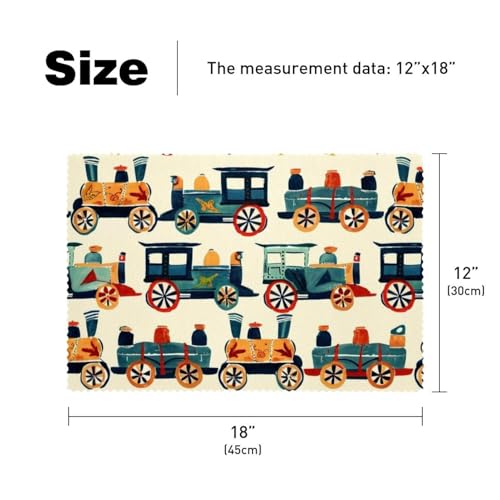 Set de table train dessin animé lavable et antidérapant pour table enfant 6 pièces - 6