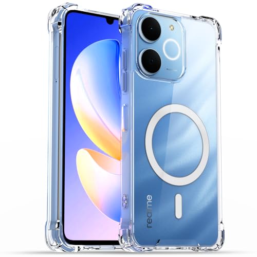 Image of Amazon Basics Back Cover for Realme Narzo 80 Lite 4G / Realme C71 5G Mag-Safe Shockproof PC + TPU Protective Case Magnetic Support Bumper Case (Transparent Mag-Safe)