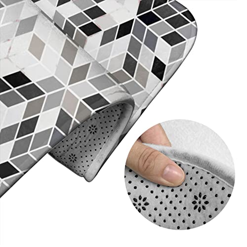 DIRYKILP Badematte + Konturmatte + Toilettendeckelbezug, abstraktes Kunstwürfelmuster 3 Stück Badematten Set, mit rutschfester Klebeunterseite – Bild 6