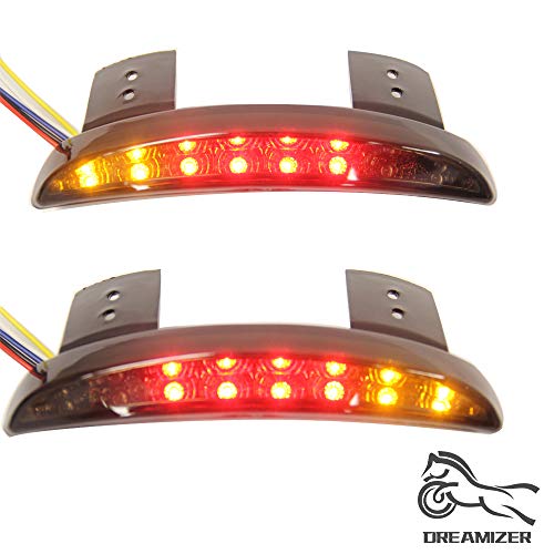 DREAMIZER Bike Motorcycle Lights Rear Fender Edge Red LED Brake Tail light Motocycle for Harley Touring Sportster XL 883 1200 Cafe Racer Red Light with Smoked Black
