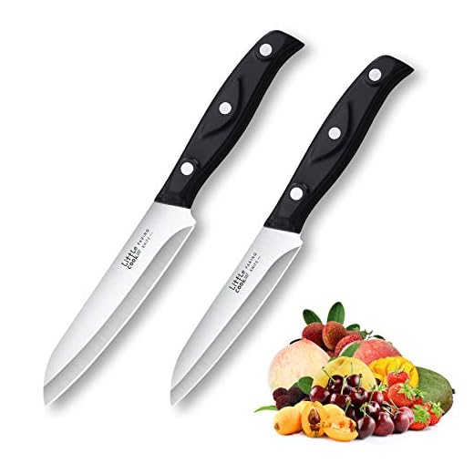 Little Cook 2Pcs Paring Knife - 4 inch Peeling Knife - Fruit and vegetable Knife - Ultra Sharp Kitchen Knives - German stainless Steel - ABS Handle