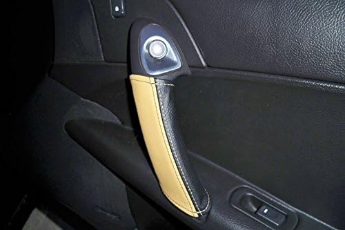 RedlineGoods Door Pull Covers Compatible with Chevrolet Corvette C6 2005-13. Tailor Made - not Universal. Genuine top-Grade Italian Black Perforated Leather with Red Thread