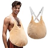 UJUROU Fake Belly Stuffer Costume Strap Adjustable Santa Claus Suit Fat Guy Suit for Christmas Halloween Cosplay Accessory (Beige)