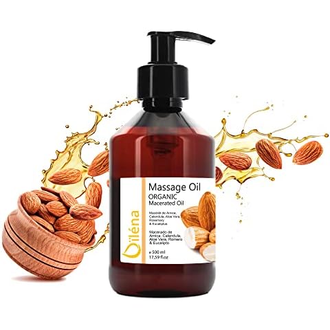 Oïléna Sweet Almond Oil Massage Oil - 100% Natural Moisturiser, Cruelty Free, Vegan, Makeup removal, Body & Facial Oil, Anti stretch marks, Pregnancy, Hair Care, Vegan - 500 ml 17.59 fl. oz Cover