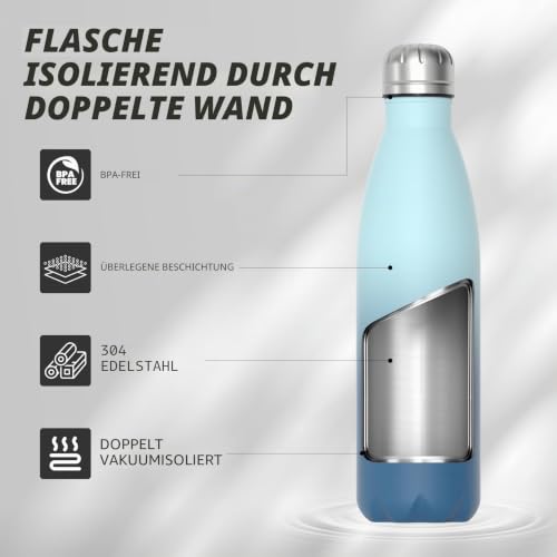 WATERSY Trinkflasche Edelstahl 500 ml, Thermosflasche Kinder，BPA-Frei Thermo Trinkflasche Kalt&Warm Auslaufsicher Trinkflaschen… – Ansicht 5