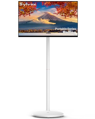 Image of SYLVOX 32 inch Smart Portable Monitor with Wheels, 1080P FHD Touch Screen, Android 14, 10000mAh Battery (4-5H), 8GB+128GB, Swivel Rolling Stand, Voice Remote, StandbyMe-Style Smart Screen for Streaming
