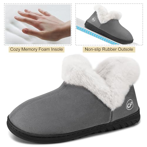 Ecetana Womens Slippers House Shoes: Memory Foam Comfy Closed Back Fuzzy Slippers Indoor and Outdoor Cozy Slip On Soft Bedroom Shoes4