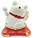Solar Energy Powered White Maneki Neko Beckoning Lucky Money Cat for Home Office and Car décor
