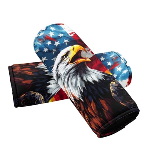 Suhoaziia 2 Pcs American USA Flag Eagle Automotive Grab Handles Cover, Car Handle Protector Automotive Roof Handle Bar Cover Vehicle Support Handle Cover Seat Belt Covers for Independence Day
