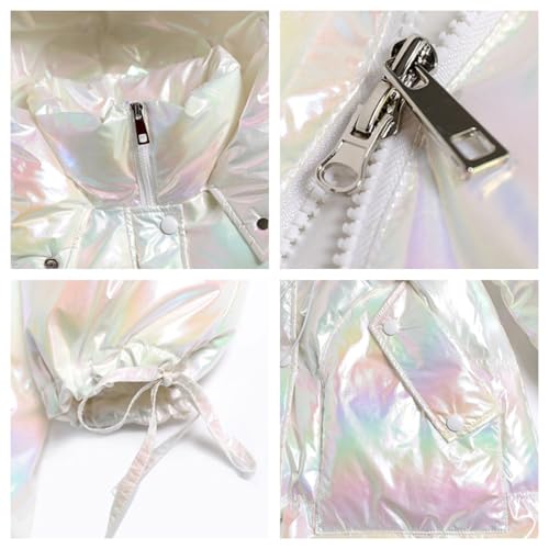 Women's Winter Metallic Long Down Jacket Fashion Shiny Colorful Soft Warm Hooded Quilted Puffer Coat Parka3