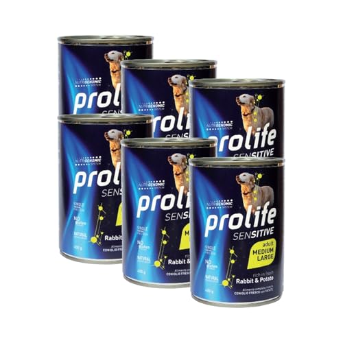 PROLIFE UMIDO CANE 6x400GR ADULT SENSITIVE CONIGLIO & PATATE MEDIUM/LARGE - CONFEZIONE RISPARMIO 6 LATTINE DA 400GR