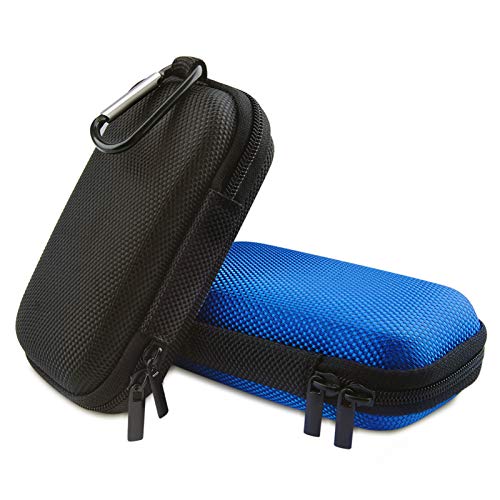 HOOTEK Hard Drive Hard Case, 2Pack Rectangle Shaped Portable Protection EVA Shockproof Earbuds Earphone Headset Headphone Carrying Cases with Zipper and Carabiner Wired/Bluetooth Headset Change Purse